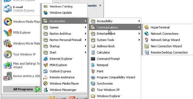 Windows XP start menu